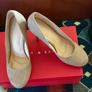 Kelly & Katie Taupe Suede Heels